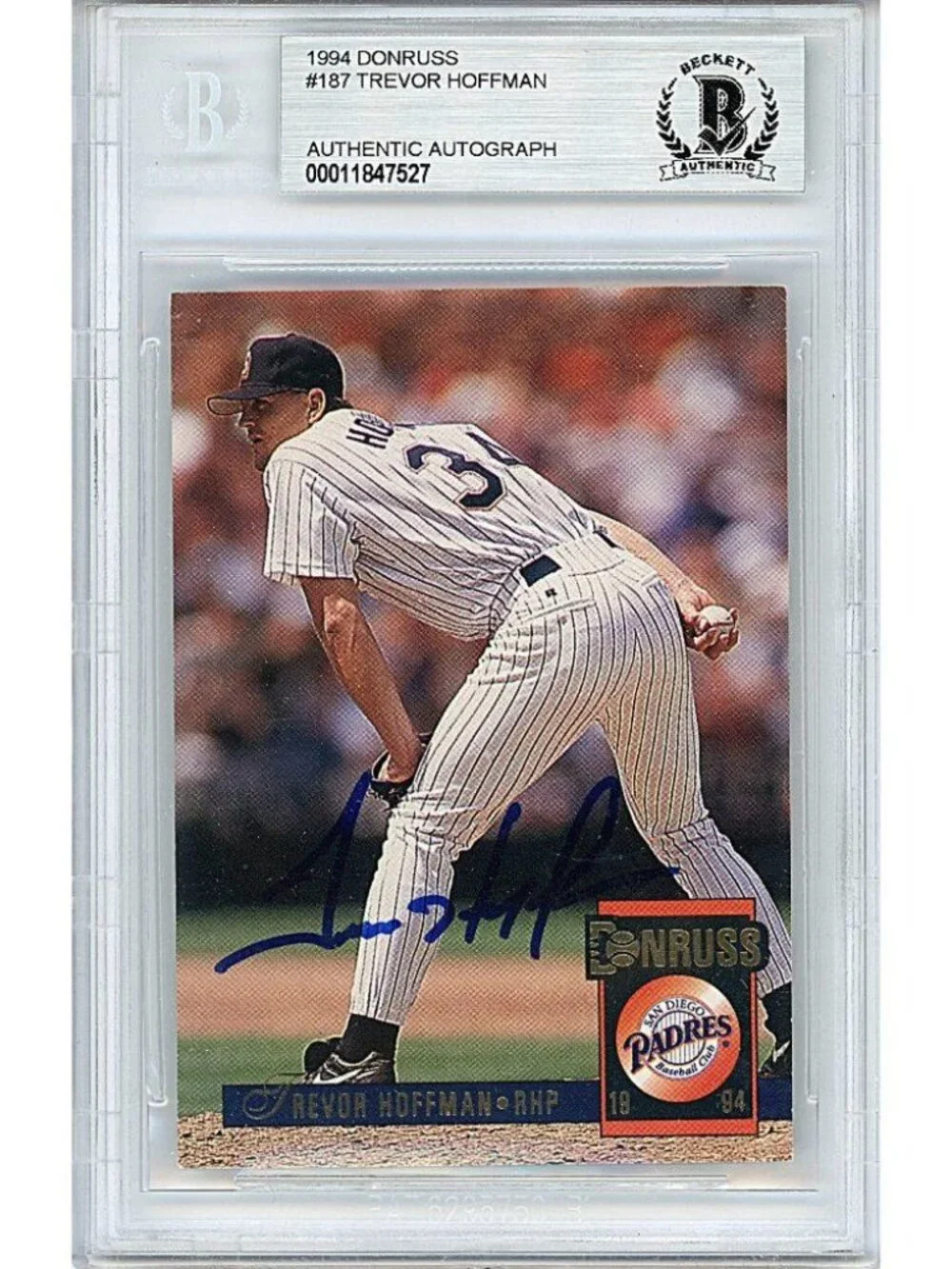 Trevor Hoffman SD Padres Signed 1994 Donruss Baseball Card Beckett BAS Autograph